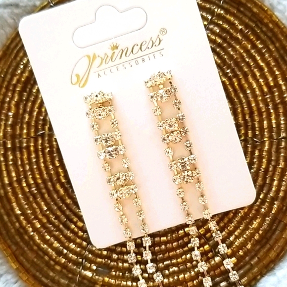 3 for $15 Delicate Long Rhinestone Earrings - Picture 1 of 2